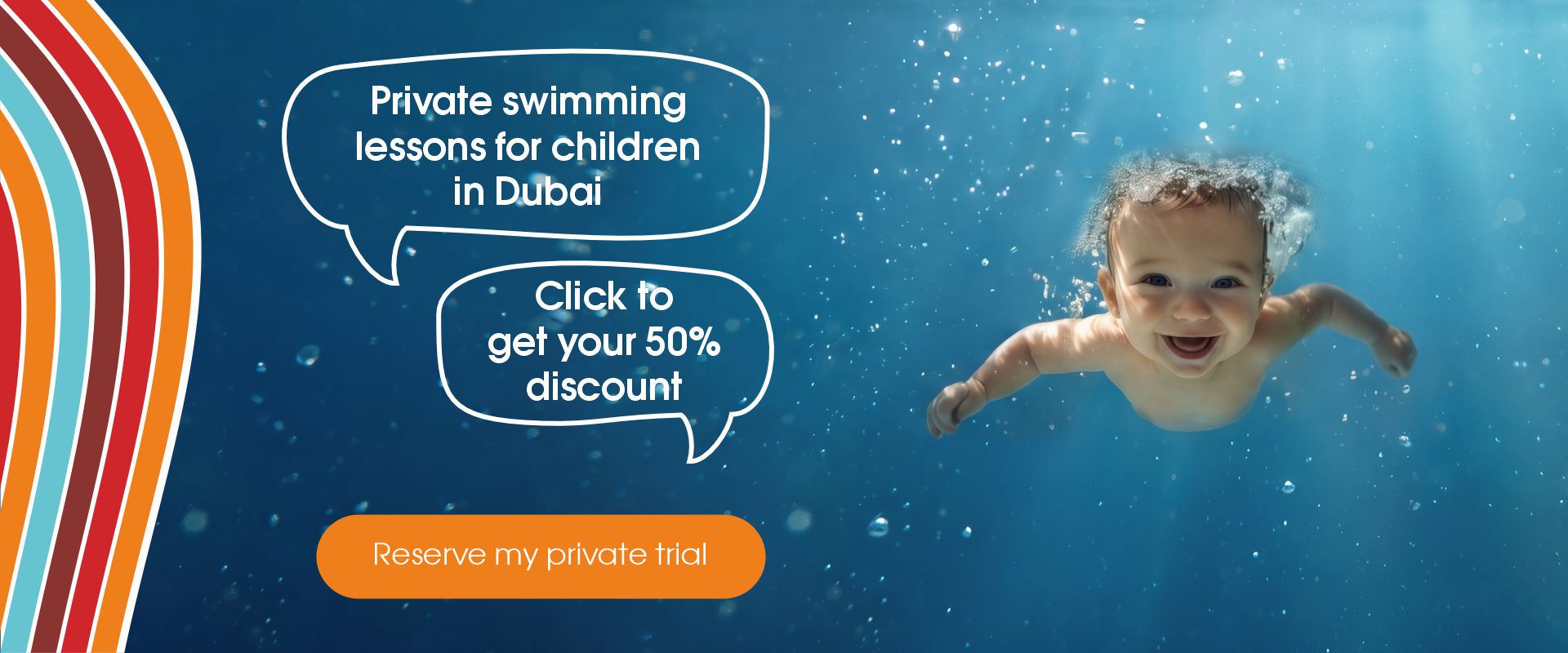 Private swimming lessons for children in Dubai